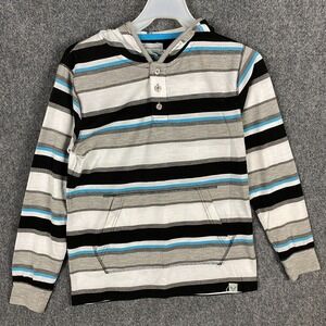 American Breed Henley Shirt 14/16 Boys Hoodie Striped Polyester Blend A2‎